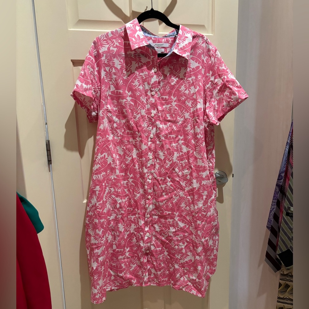 Foxcroft Pink and White Print Shirtdress